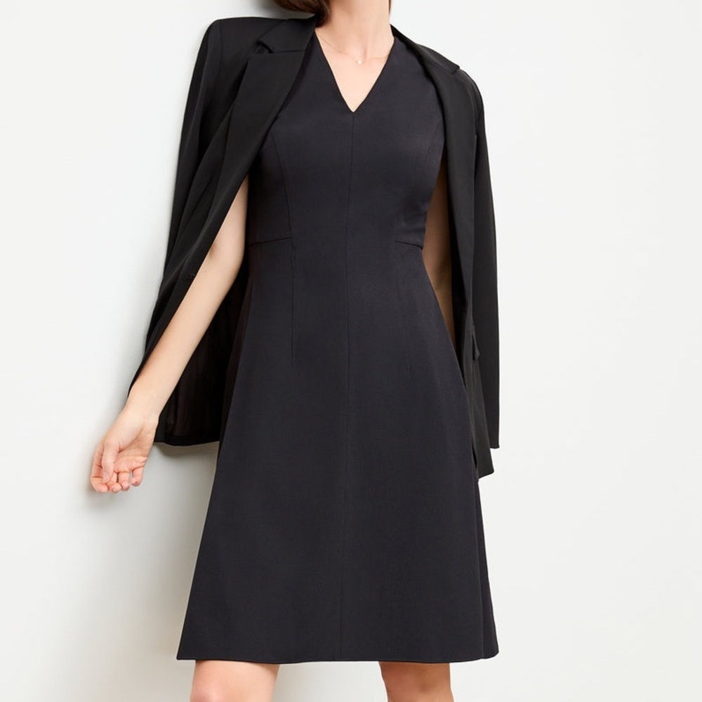 MM Lafleur Black Jaycie V-Neck Sleeveless Fit & Flare Knee Length Dress EUC Sz 0